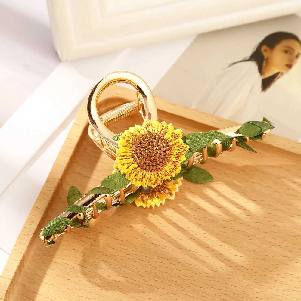 Sunflower Hair Claw New Vine Hair Clip Womens Ponytail Hair Accessories Summer Fashion Hair CrabT250425