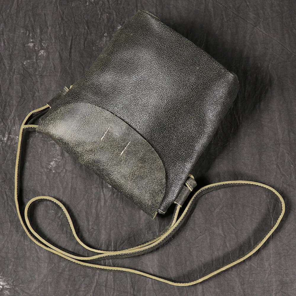 LUOKIR New Genuine Leather Women's Crossbody Bucket Top Layer Cowhide Shoulder Vintage Fashionable Mobile Phone Bag