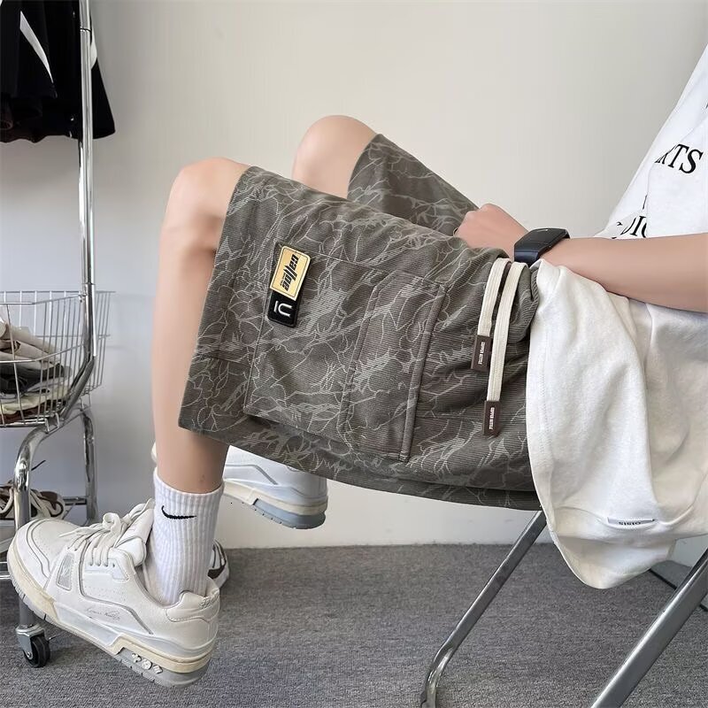 Men's summer five quarter pants, trendy versatile shorts, breathable comfortable, loose sports and casual pants
