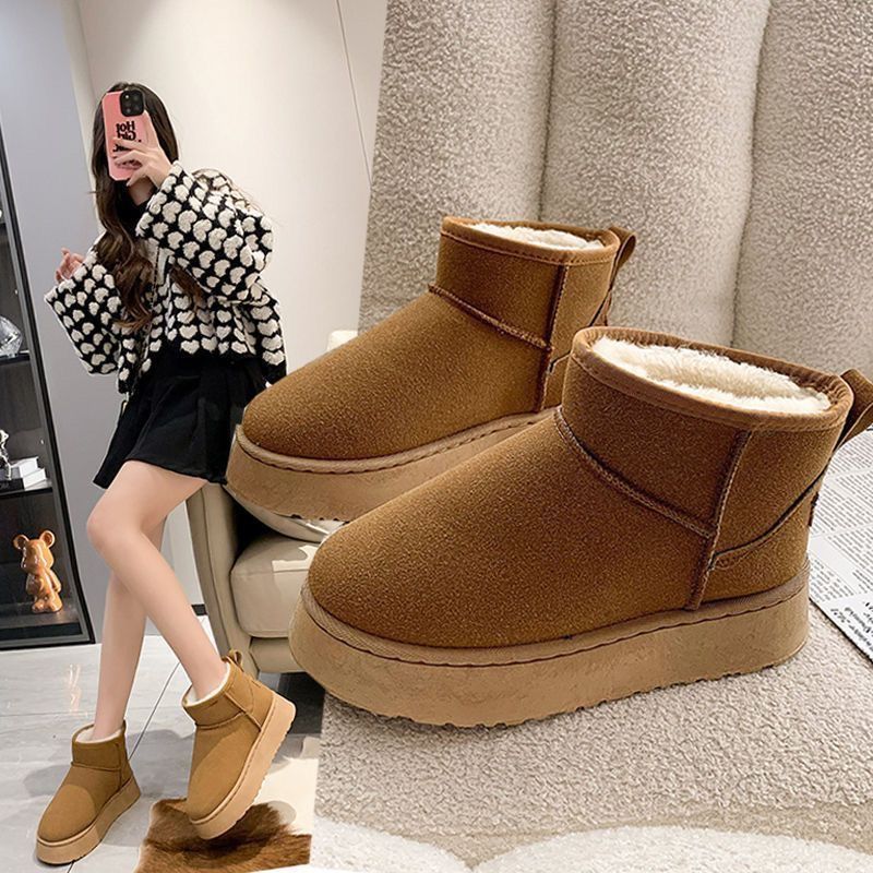 Free Shipping Designer Casual Shoes Winter new high top thick soled big toe snow boots with plush warm shoes Sporty Elegant