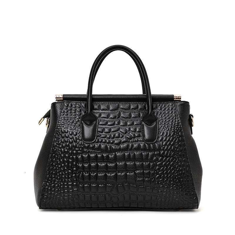Aidrani Genuine leather women's handbag, fashion crocodile pattern design, high-end cowhide bag large capacity