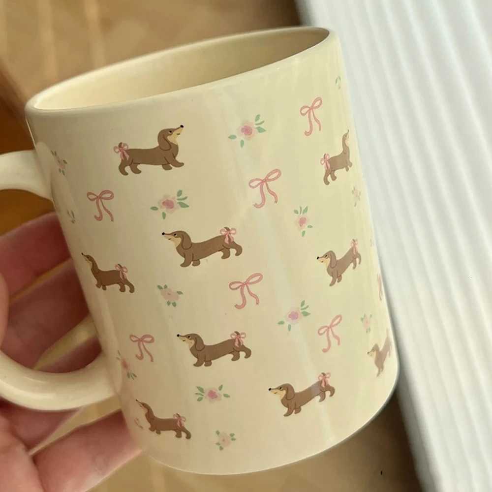 340ML Coffee Mug Cute Dachshund Dog Pattern Ceramic Cup with Handle Coffee Tea Milk Cups Breakfast Water Cup Kitchen Drinkware Y251125
