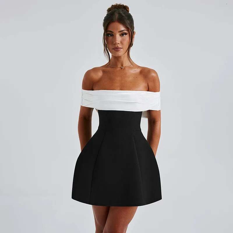 Townlike Patchwork A-line Slim Bodycon Women Off Shoulder Mini 2024 Summer Dress Backless Nightclub Sexy Party Dresses