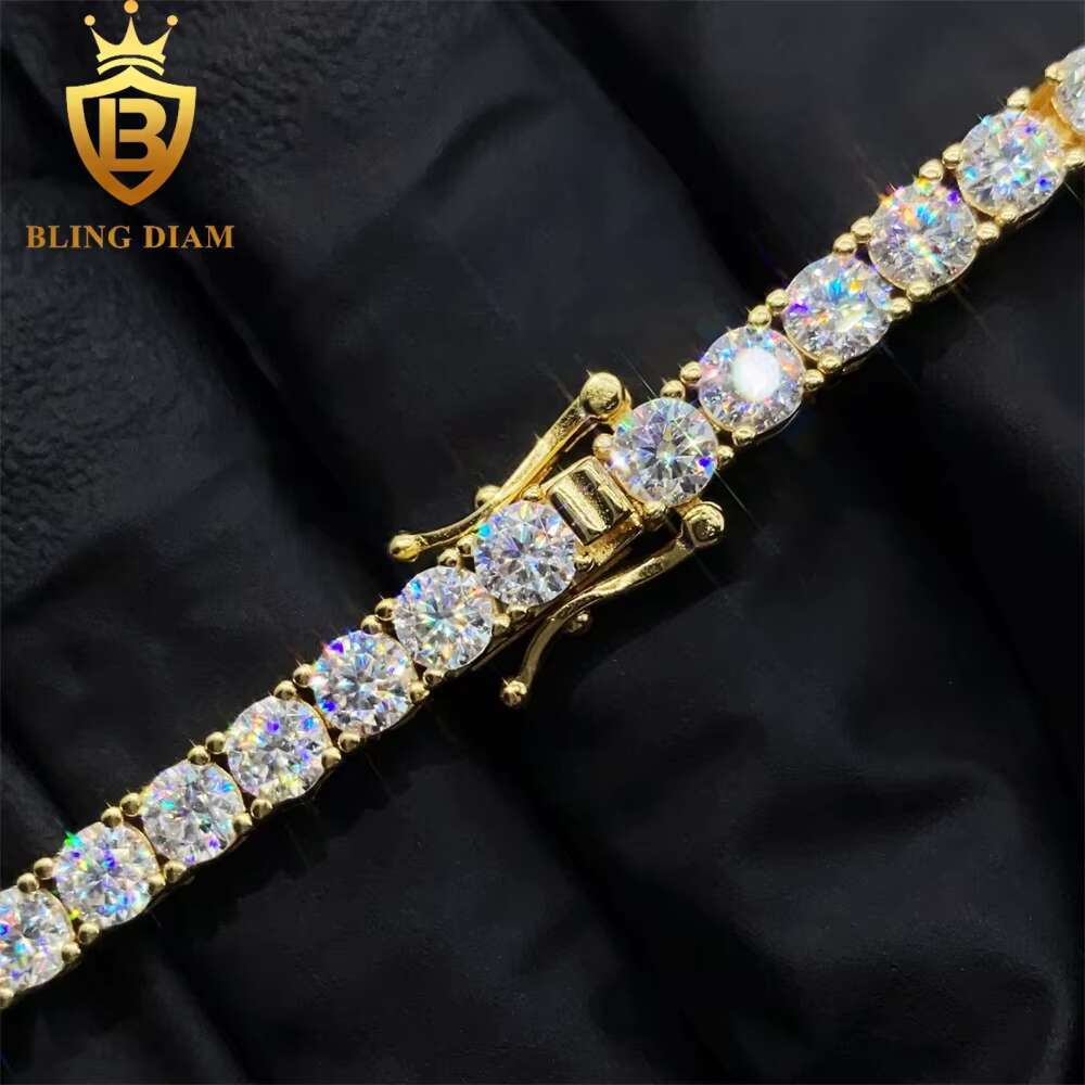 Factory Low Price Hip Hop Jewelry 925 Sterling Silver VVS Moissanite Diamond Tennis Chain 3mm Bracelet Necklace