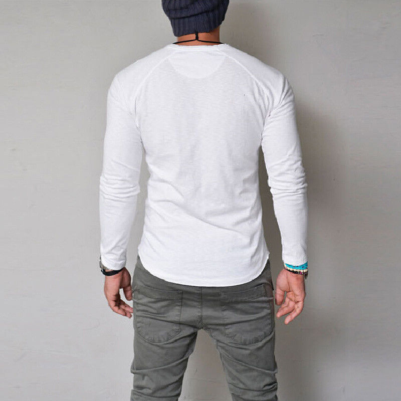 2017 autumn and winter round neck solid color button short sleeved long sleeved t-shirt for mens fashion trend