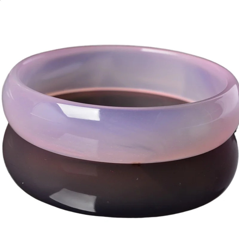 Transparent Pink Chalcedony Bracelet Womens Fashionable and Simple Agate Jade Bracelet 250424