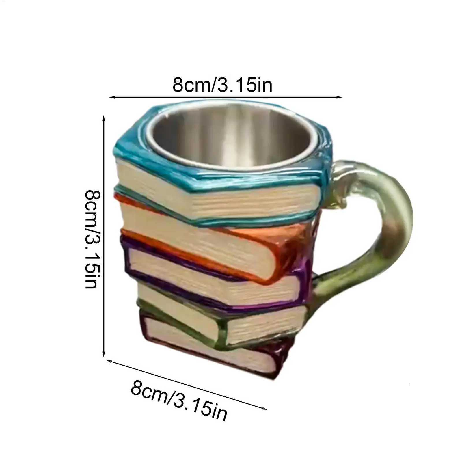 Resin Painted Book Mug Multifunctional Tea Cups Book Stack Milk Cup Novelty Resin Water Drinking Container for Coffee Beer Y251125