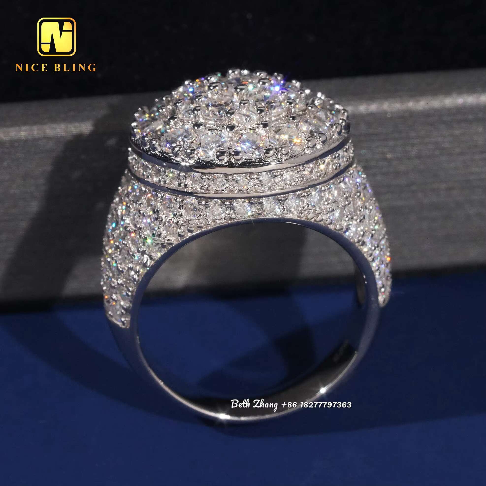 Hip Hop Fashion VVS Moissanite Engagement Sier Men Jewelry Iced Out Pinky Rings Pass Dia Tester