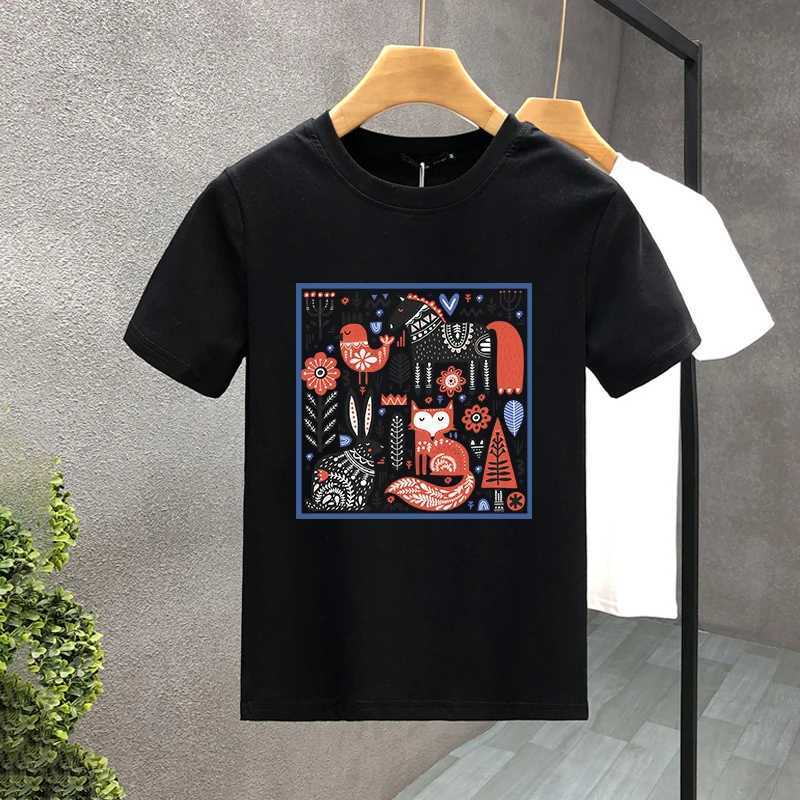 2019 Korean style luxury brand T-shirt 100% pure cotton hand-painted zoo printed T-shirt summer Harajuku womens short sleeved T-shirt W250425