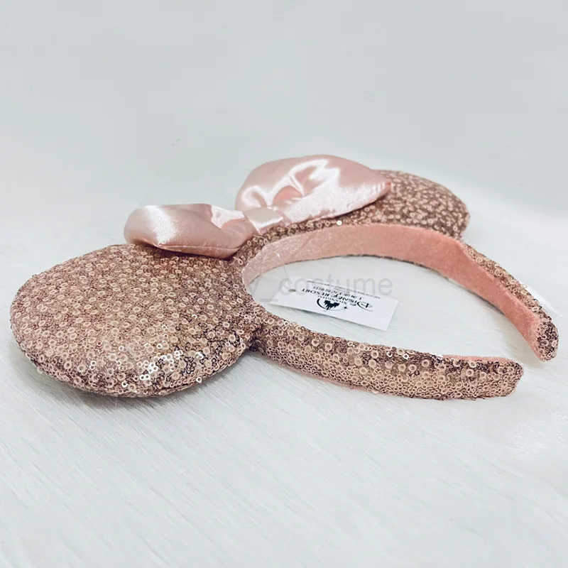 Disney Rose Gold Glitter Adult Headband Mickey PP Cotton Headband Minnie Bow Earrings X250425