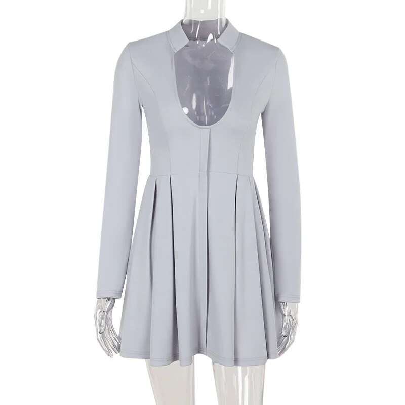 Dongdumaoyi Townlike Elegant Waist Wrap Pleated A Line Dress Women Mini Autumn Winter V Neck Nightclub Sexy Party Dresses