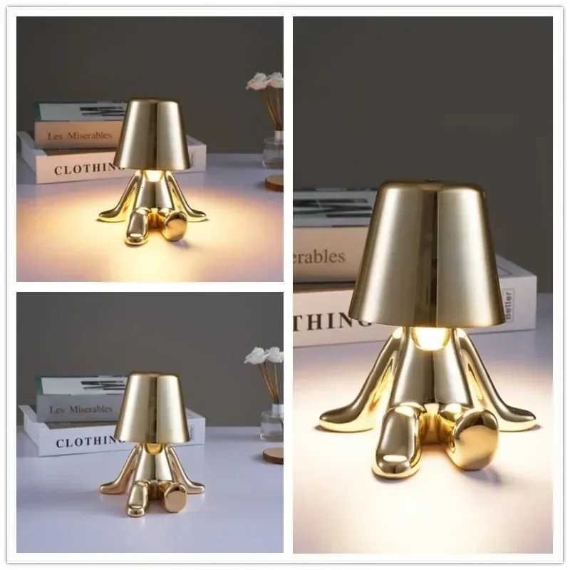 Little Golden Man Table Lamp Living Room Bedside Childrens Room Art Decor Night Light Creative Coffee Shop Bar Desk LampsM251125