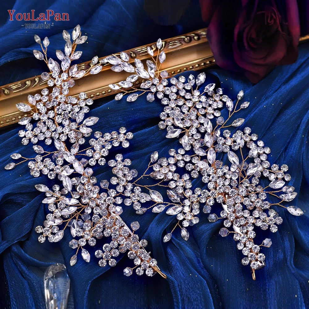 YouLaPan HP253 Crystal Bridal Headpiece Floral Wedding Hair Vine Clip Party Prom Hair Jewelry Brides Hair Accessories 250420