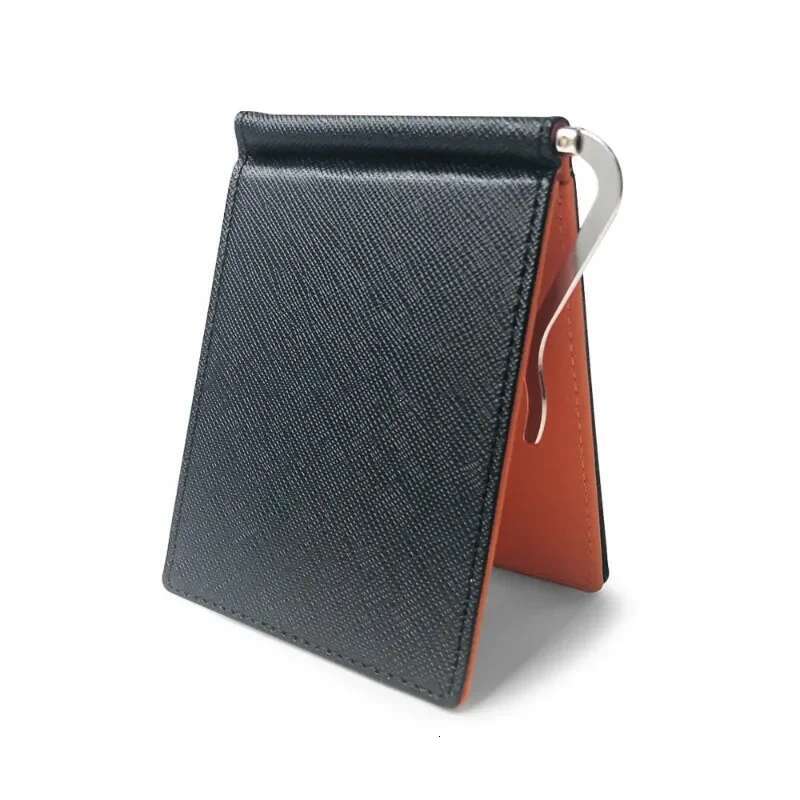 Leather Men Clips Metal Solid Wallets Credit Dollar Purses Money Portafoglio Wallet For Male Minimalist Card Holder