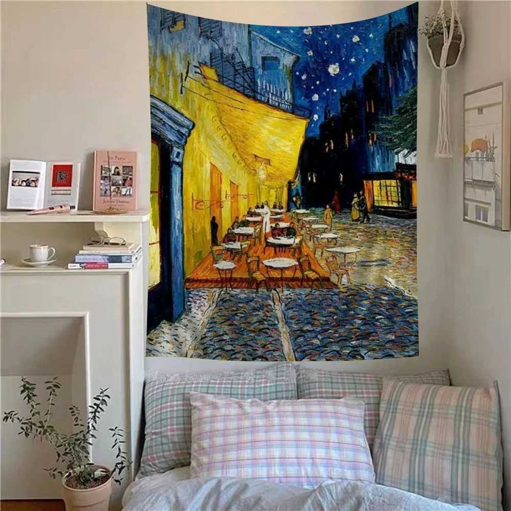 Funny Van Gogh Art Oil Painting Anime Tapestry Indian Buddha Wall Decoration Witchcraft Bohemian Hippie Wall Hanging SheetsM251125