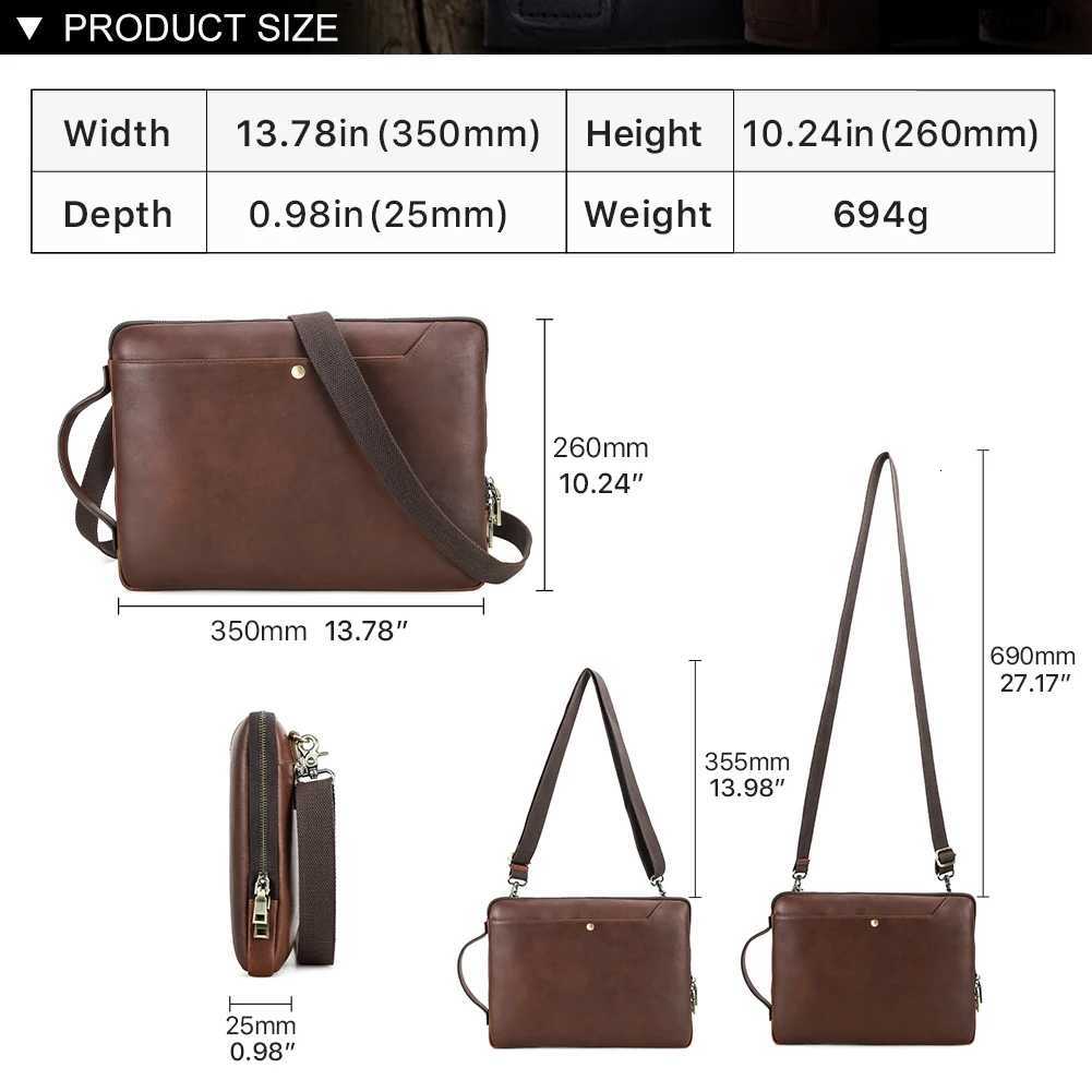 Mens Genuine Leather Laptop Bag For MacBook Pro Air 14 13 Handbag Crossbody Briefcase Bussiness Handbag With Shoulder StrapT251125