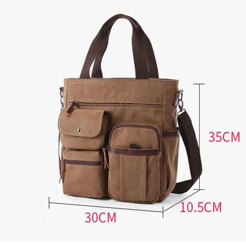 Men Canvas Messenger Crossbody Bags Unisex Sling Shoulder Bag For Travel Work College Vintage Men's Handbags Briefcase