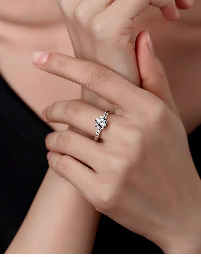 Natuna High Quality 925 Sterling Silver Adjustable Rings Wedding Moissanite Diamond Engagement Ring for Women