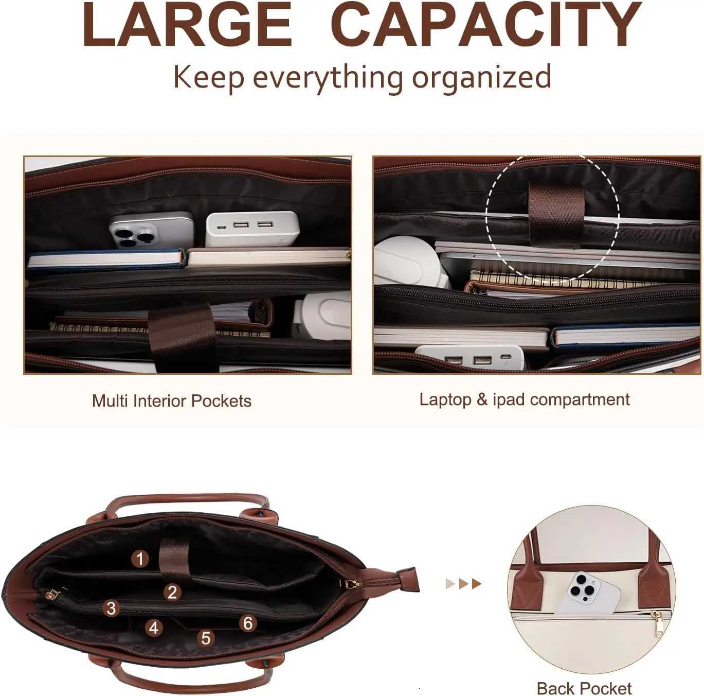 Laptop Bag 156 inch PU Leather Womens Tote Bag Waterproof Computer Briefcase Casual Shoulder Handbag for Business OfficeT251125