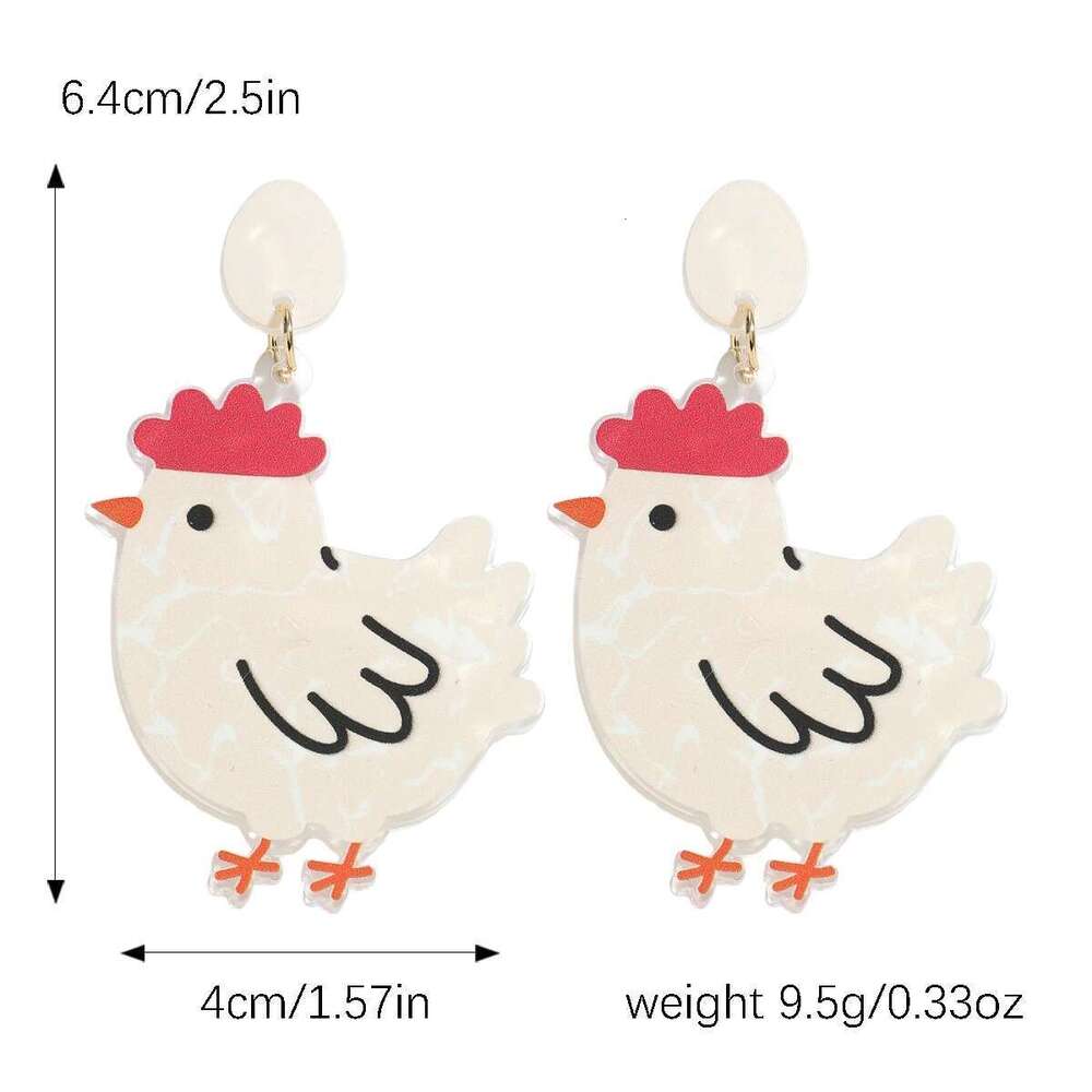 Adorable Acrylic Chicken Hen Egg Dangle For Women Simple Designed Animal Drop Earrings Creative Personality Decoration