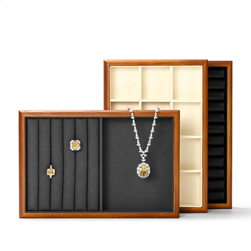 Oirlv Wooden Jewelry Box Jewelry Organizer Multifunctional Ring Necklace Bracelet Earrings Storage Tray Jewelry Display Props 250424