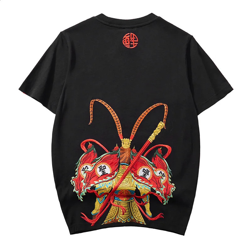 Summer Loose T-shirt Mens Exquisite Embroidered Chinese Round Neck Casual High end Fashion Bottom Shirt 250423
