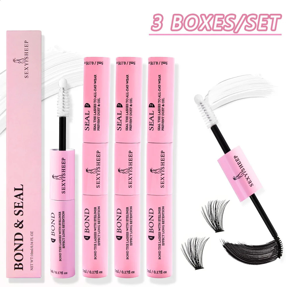 Eyelash glue and seal are used for strong fixation of eyelash clusters. Eyelash glue lasts for 48 hours in a 2-in-1 combination 5ml black glue5ml tran