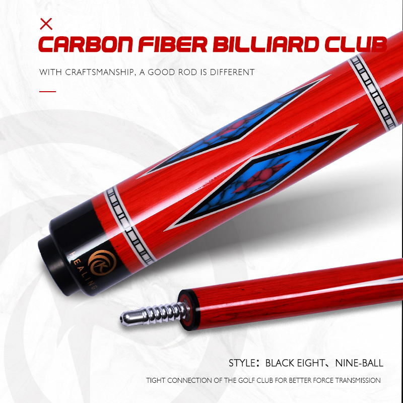 OKHEALING 1/2 Professioneller Billard-Stick, Carbon Carbon Fiber Billard Stick, 58in Pool-Queues, Billard-Stick, 12.9 mm Billard-Cue Tip