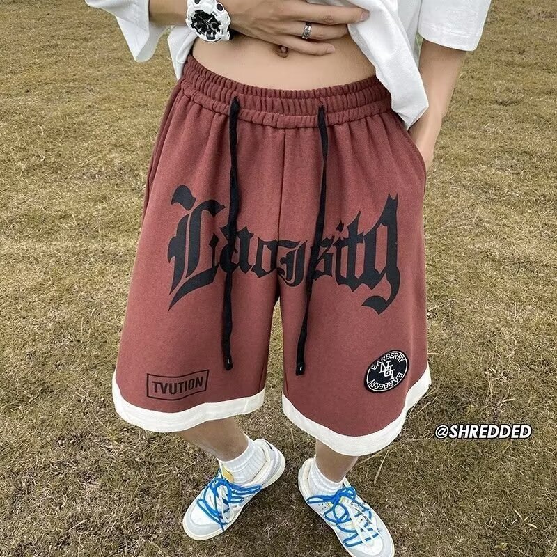 High Street American Shorts Men's Summer Trendy Brand Sports Ball Loose Casual Large Basketball Pentagram Pants