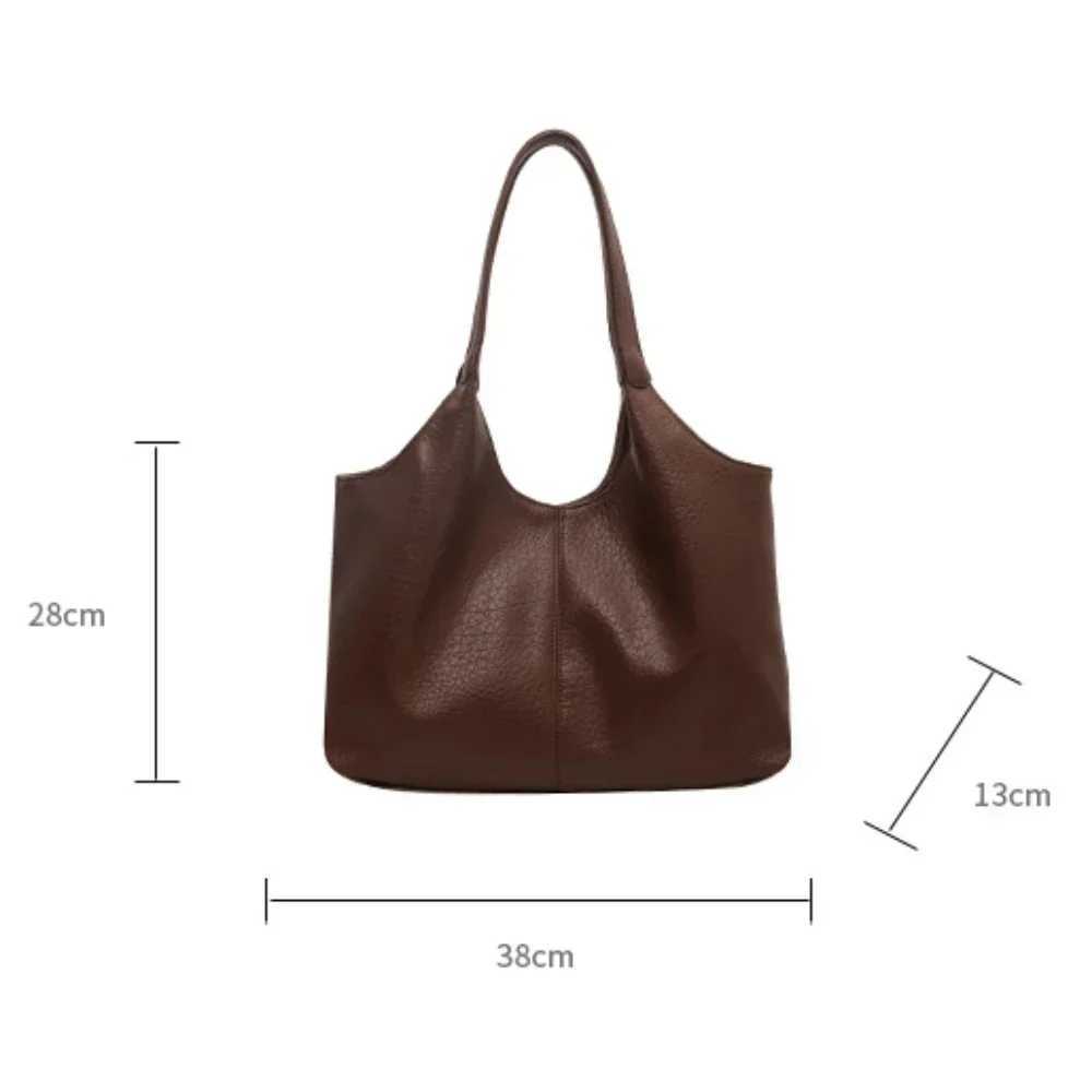 Fashion Retro Womens Leather Handbag 2025 Trend Womens Simple Large Capacity Shoulder Bag Large Solid Color Handbag Wallet W250425