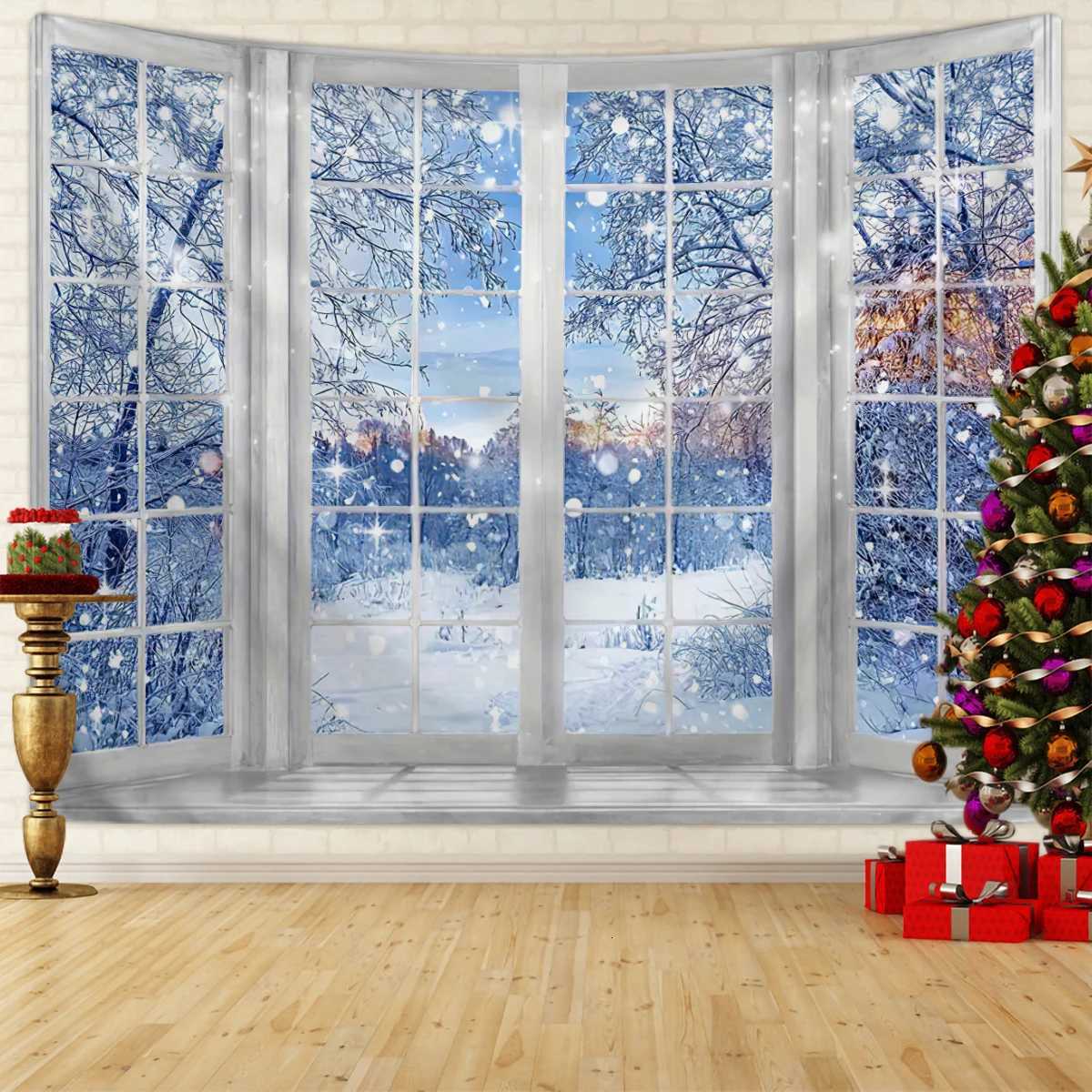 1pc Christmas tapestry Christmas tree snow scene photography background cloth Christmas event party shooting screenM251125