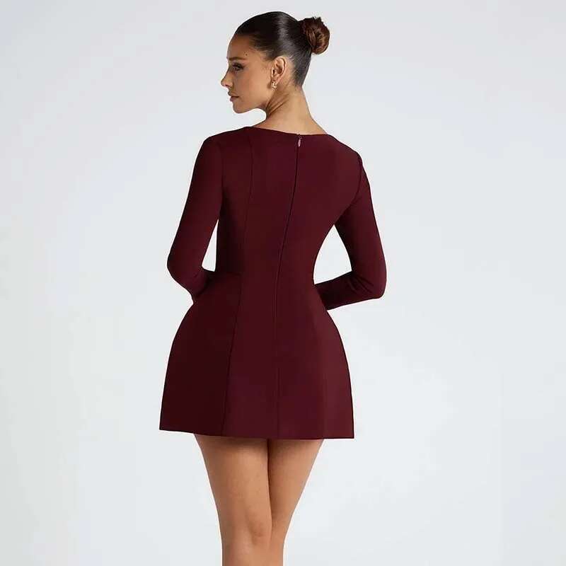 Dongdumaoyi Townlike Waist Wrap A Line Dress Women Mini Autumn Winter Nightclub Sexy Party Dresses Vestidos
