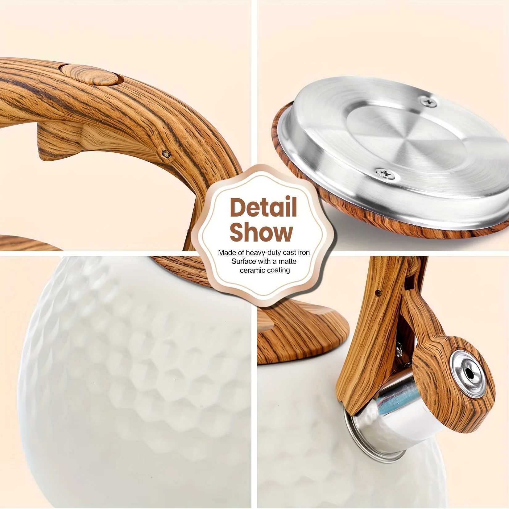 3L Stainless Steel Whistling Tea Kettle Wood Handle For All Stovetops Indoor Outdoor Use Easy Clean C251125