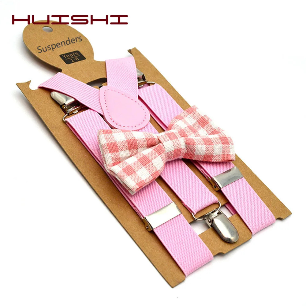 Baby Kids British Style Suspenders and Bow Tie Set Boys Braces Bowties Girls Tirantes Three Clip Suspenders Elasticity 250425