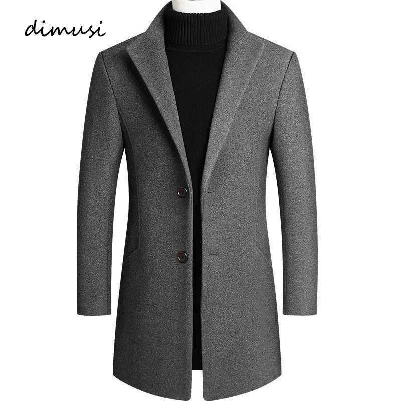 Winter Mens Woolen Jackets Casual Mens Mid-Long Trench Coats Male Turn-Down Collar Solid Color Warm Business Jackets ClothingT251125
