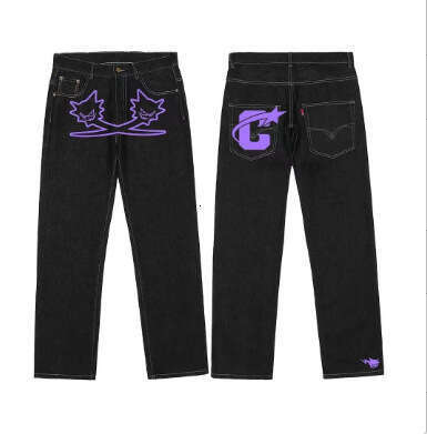Autumn and Winter New American Hip Hop Printed Jeans for Men, High Street Trendy Brand Hiphop Wide Leg Pants