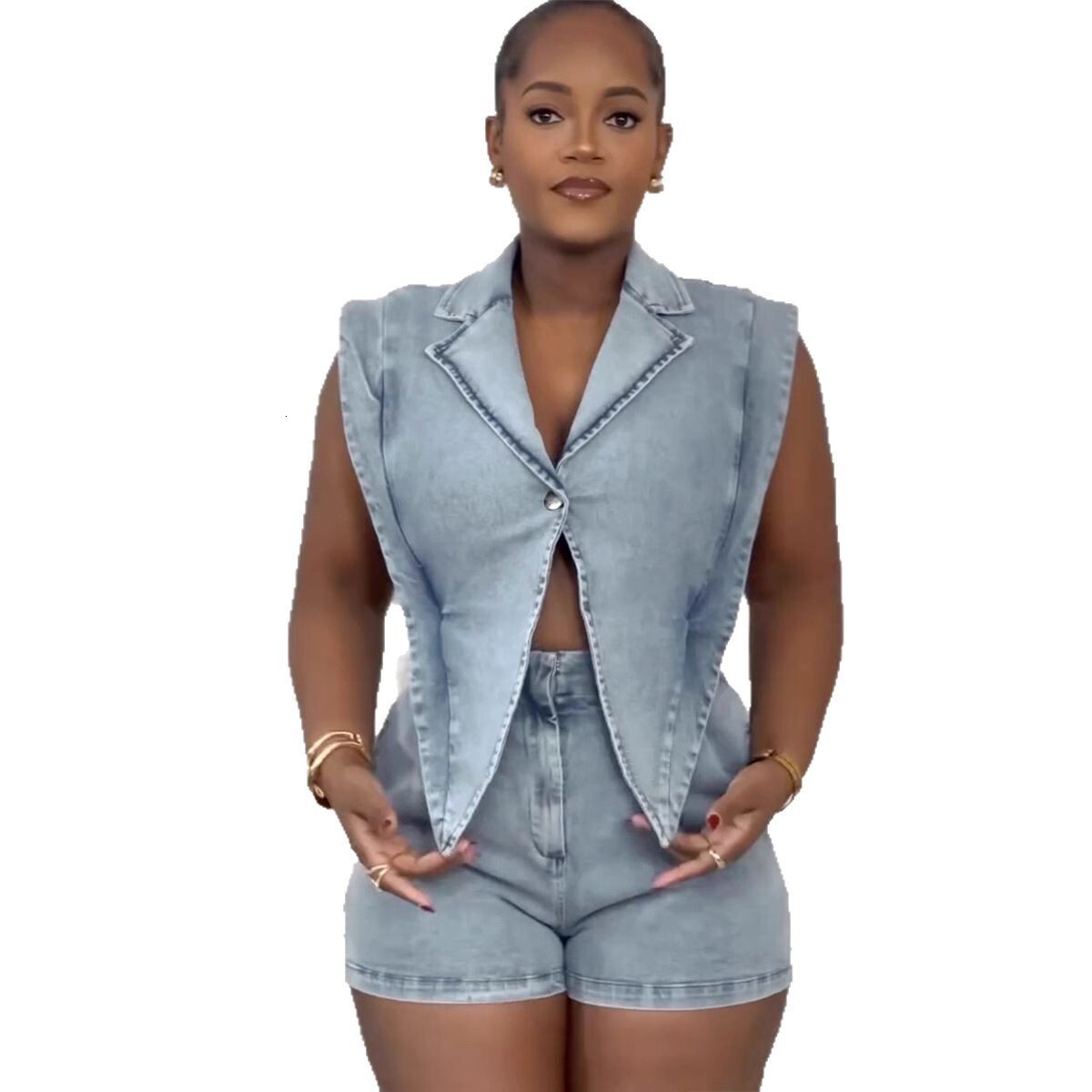 Women Jumpsuits 2025 New Fashion Casual Washed Loose Denim Jumpsuit Shorts 2 Colors