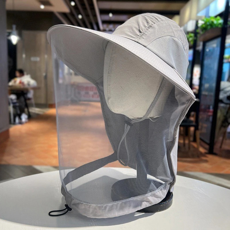 Summer Fishing Hat Outdoor Mosquito Insect Mesh Hat Fishing Climbing Hiking Hats Camping Sun Hats for Men Women 250424