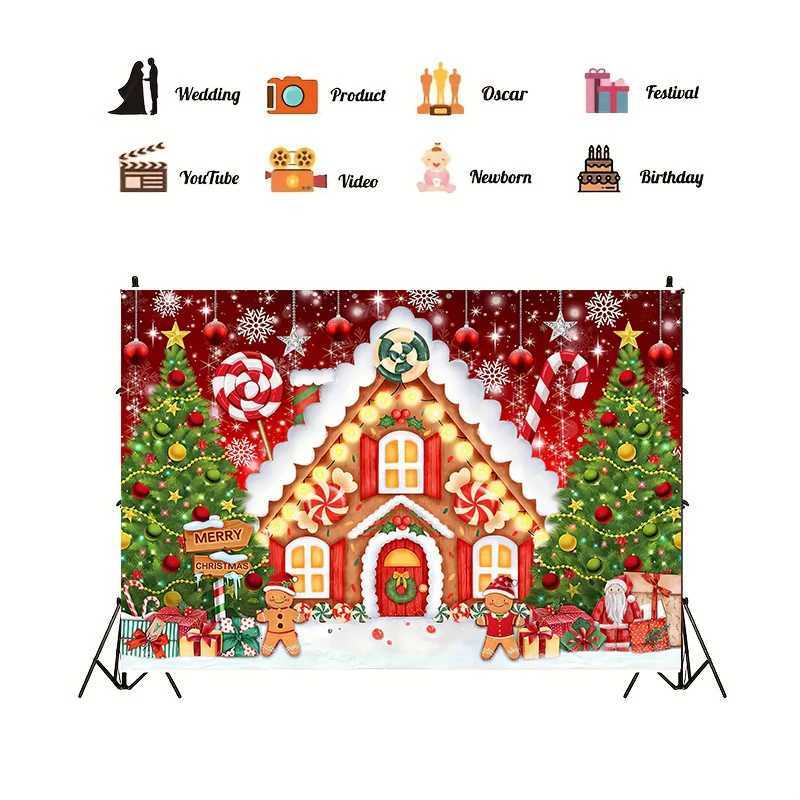 1pc Christmas Background Cloth Christmas Ball Photography Background Tapestry Happy New Year Family Party DecorationM251125