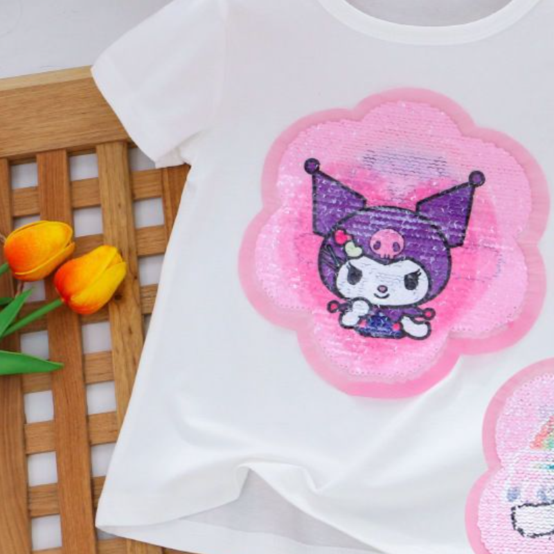 Disney Girls' Baby Designer T-Shirt; Summer Thin Korean Version T-Shirt; Girls' Pattern Color Change Glow Short Sleeve Childrens Clothing; S