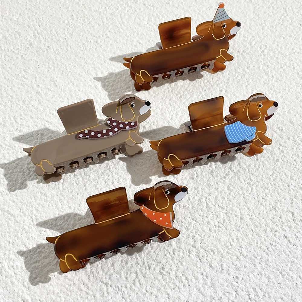 Creative and interesting cartoon dog oversized hair clip claws suitable for female and girl personalities acetate animal hair accessories headwear too