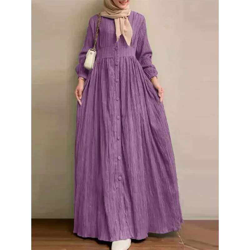 Dongdumaoyi Muslim Women S Vintage Long Sleeve Solid Color Abaya Spring And Autumn New Elegant Vest Dress Robe W