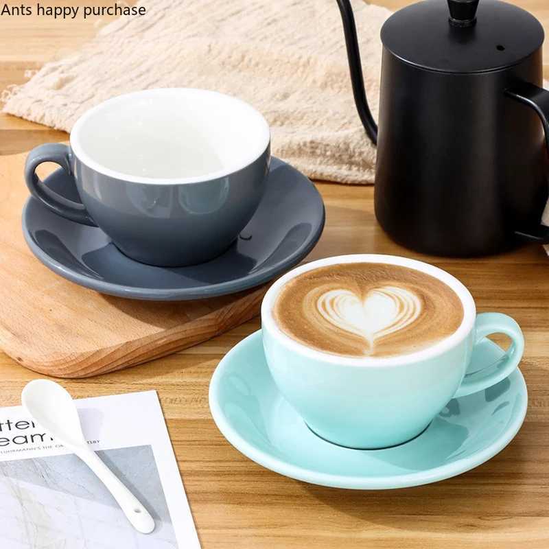 250ml Coffee Cup and Saucer Solid Color Ceramic Mug Milk Tea Cups Afternoon Tea Cup Milk Mugs Water Cups Tea Mug Coffee Mugs Y251125