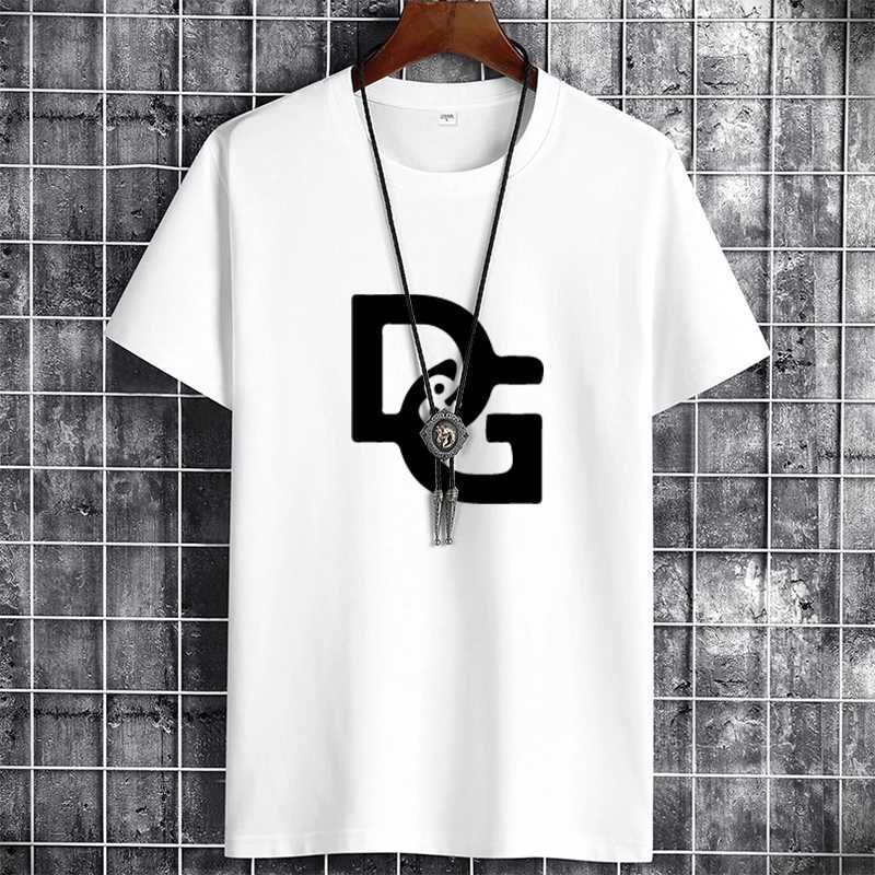 Fashionable mens luxury T-shirt 100% pure cotton mens summer casual short sleeved round neck T-shirt mens fashionable plain weave sports top W250425