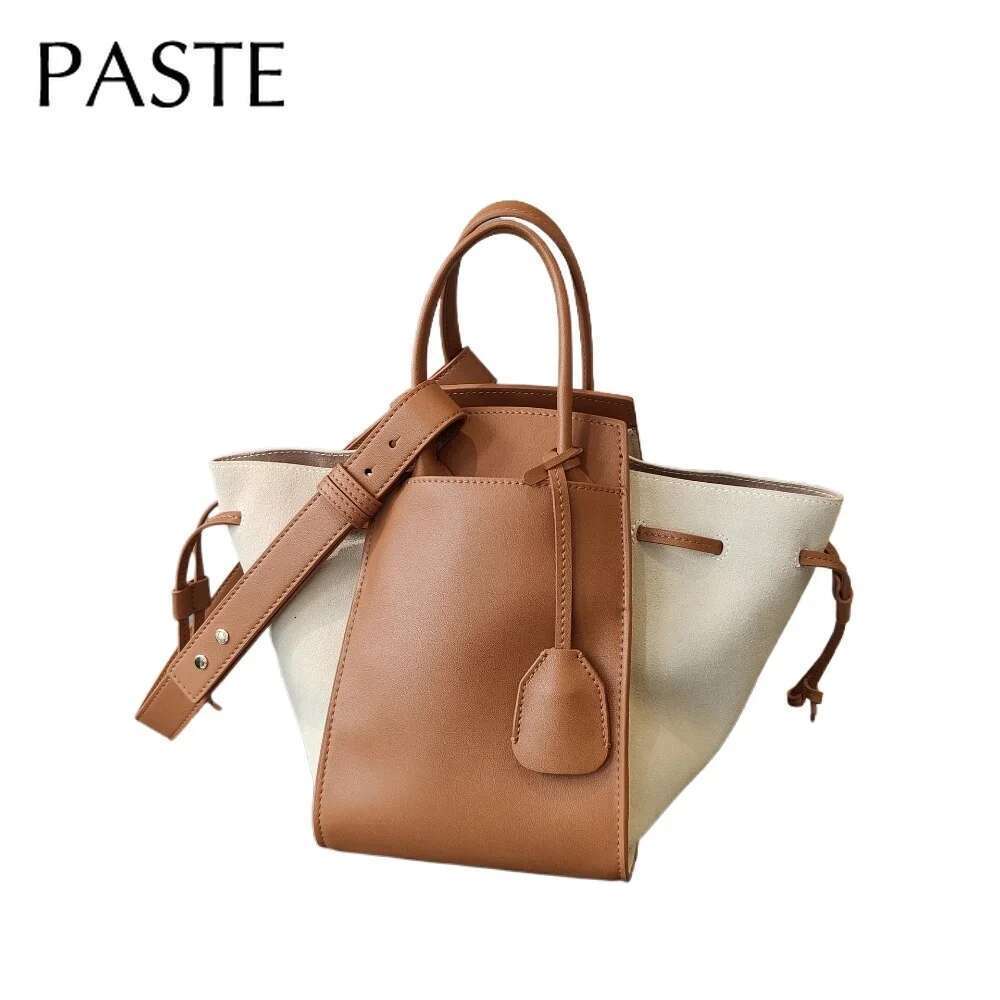 Designer Bag New Hot Selling Fashionable Large Capacity Wings Trapeze Tote Hit-Color Genuine Cow Leather Women Handbag Shoulder Bag