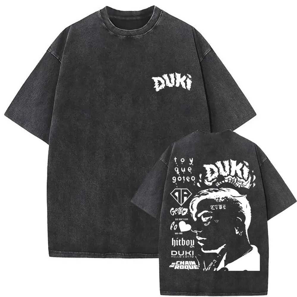Washed vintage rapper Duki Antes De Ameri Merch T-shirt mens hip-hop hot new short sleeved mens fashion oversized T-shirt W250425