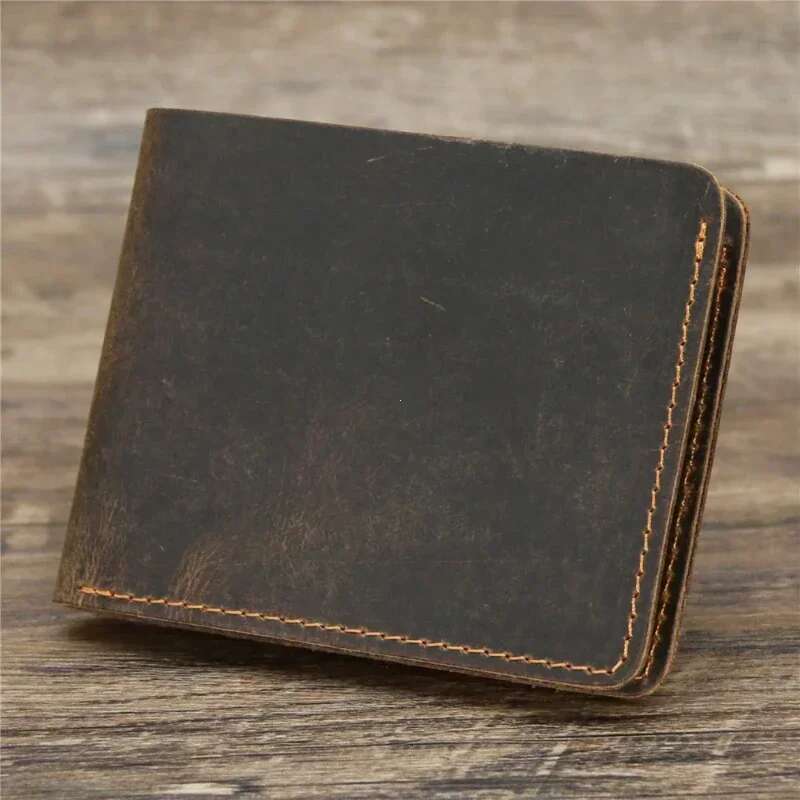 Men's Crazy Horse Genuine Leather Wallet, Card Bag, Simple Retro European And American Style, Mens Purse 2025