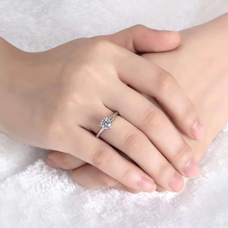 0.5ct 1ct 2ct 3ct D VVS1 Moissanite Jewelry 925 Sterling Silver Engagement Cheap Ladies Rings