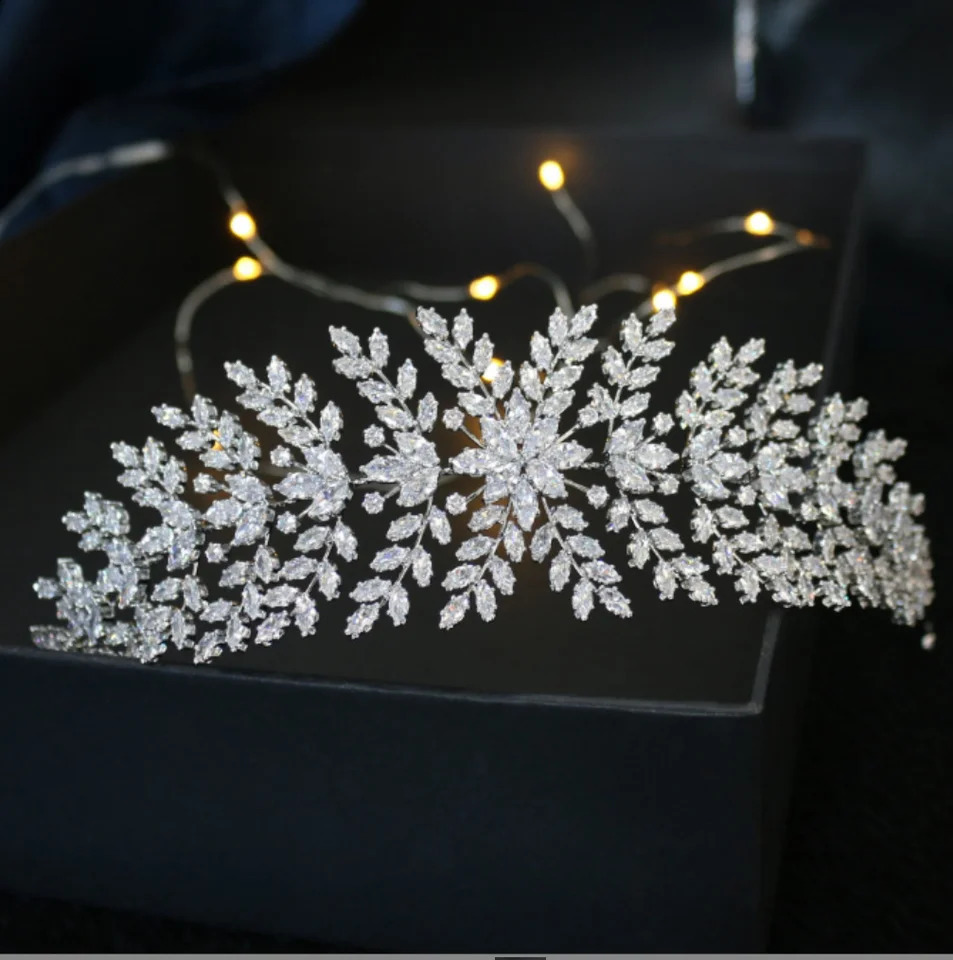 Bridal Headpieces Wedding Hair Jewelry Accessories Cubic Zirconia CZ Elegant Bride Tiaras Crowns For Women Prom Headdress 250420