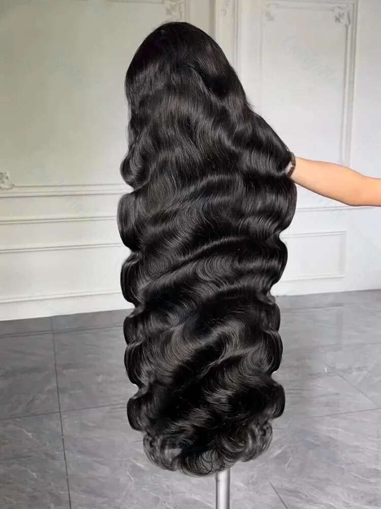 30 40 Inch Body Lace Front Wig Human Hair 13X6 Hd Transparent Frontal Glueless Pre Plucked Black For Women Water Wave